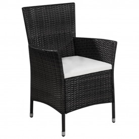 Set mobilier bistro de exterior, poliratan, negru - Img 2
