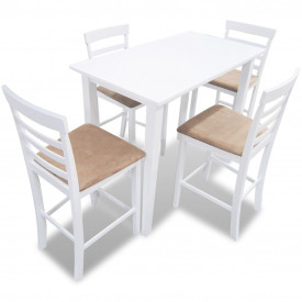 Set mobilier de bar din lemn, masă și 4 scaune, alb
