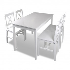 Set mobilier de bucătărie, 5 piese, alb - Img 2
