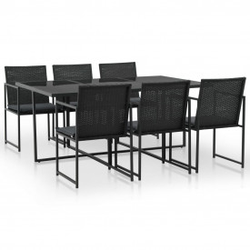 Set mobilier de exterior, 13 piese, material ratan, negru - Img 1