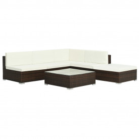 Set mobilier de exterior, 16 piese, poliratan, maro - Img 2