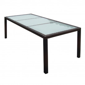 Set mobilier de exterior, 17 piese, poliratan, maro - Img 4