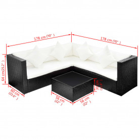 Set mobilier de exterior, 17 piese, poliratan, negru - Img 4