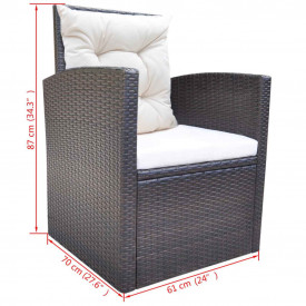 Set mobilier de exterior 18 piese, poliratan, maro - Img 10