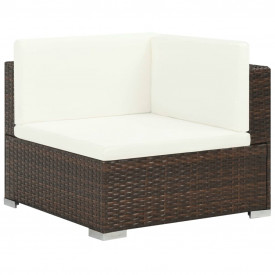 Set mobilier de exterior, 19 piese, poliratan, maro - Img 2