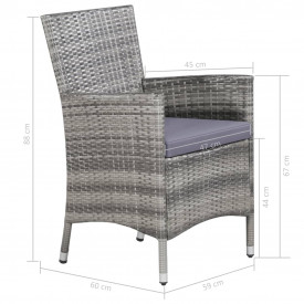 Set mobilier de exterior, 21 piese, poliratan, gri - Img 7