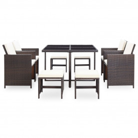 Set mobilier de exterior 21 piese, poliratan, maro - Img 2