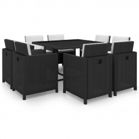 Set mobilier de exterior 25 piese, poliratan, negru