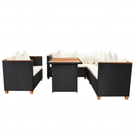 Set mobilier de exterior 27 piese, poliratan, blat WPC, negru - Img 4