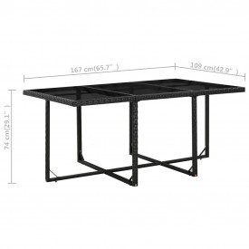 Set mobilier de exterior 27 piese, poliratan, negru - Img 11