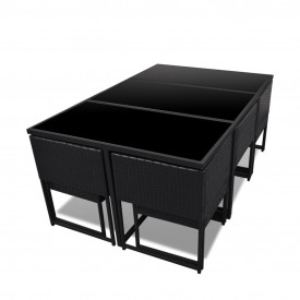 Set mobilier de exterior 27 piese, poliratan, negru - Img 4