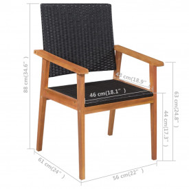 Set mobilier de exterior, 5 piese, negru și maro, poliratan - Img 6