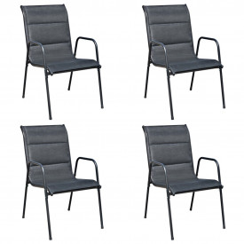 Set mobilier de exterior, 5 piese, oțel, 80 x 71 cm, negru - Img 5