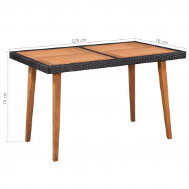 Set mobilier de exterior, 5 piese, poliratan, negru și maro - Img 6