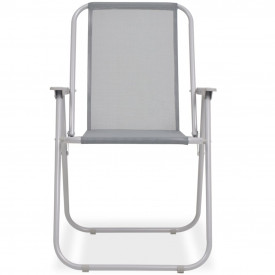 Set mobilier de exterior, 6 piese, gri, oțel și textilenă - Img 7