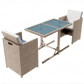 Set mobilier de exterior 7 piese, poliratan, gri/bej