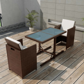 Set mobilier de exterior 7 piese, poliratan, maro
