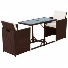 Set mobilier de exterior 7 piese, poliratan, maro - Img 3