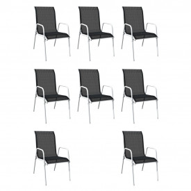 Set mobilier de exterior 9 piese, negru - Img 3