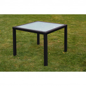 Set mobilier de exterior, 9 piese, poliratan, negru - Img 5