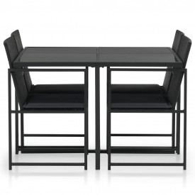 Set mobilier de exterior, 9 piese, poliratan, negru - Img 2