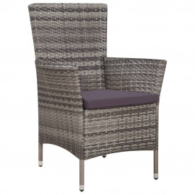 Set mobilier de exterior, 9 piese, poliratan și sticlă, gri - Img 3