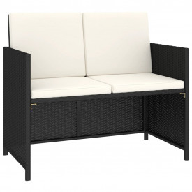 Set mobilier de exterior cu perne, 6 piese, negru, poliratan - Img 3