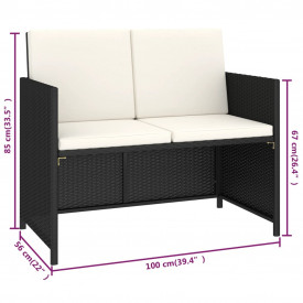 Set mobilier de exterior cu perne, 6 piese, negru, poliratan - Img 8