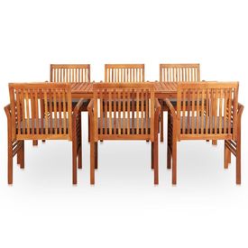 Set mobilier de exterior cu perne 7 piese, lemn masiv de acacia