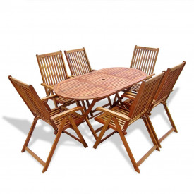 Set mobilier de exterior din lemn, șapte piese