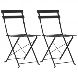 Set mobilier de exterior tip bistro, negru, 3 piese, oțel - Img 5