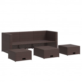Set mobilier de grădină, 12 piese, poliratan, maro - Img 4