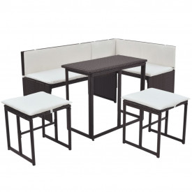 Set mobilier de grădină, 12 piese, poliratan, maro - Img 3