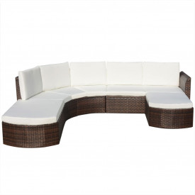 Set mobilier de grădină, 16 piese, poliratan, maro - Img 2