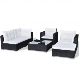 Set mobilier de grădină 17 piese, poliratan, negru - Img 5