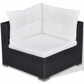 Set mobilier de grădină 17 piese, poliratan, negru - Img 10