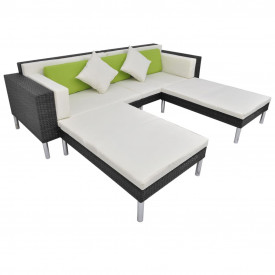 Set mobilier de grădină, 17 piese, poliratan, negru - Img 5