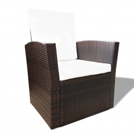 Set mobilier de grădină cu canapea 10 piese, poliratan, maro - Img 5