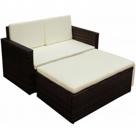 Set mobilier de grădină cu canapea 7 piese, poliratan, maro