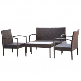 Set mobilier de grădină cu canapea 7 piese, poliratan, maro - Img 3