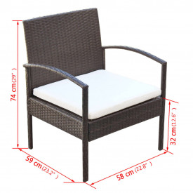 Set mobilier de grădină cu canapea 7 piese, poliratan, maro - Img 8