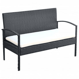 Set mobilier de grădină cu canapea 7 piese, poliratan, negru - Img 5