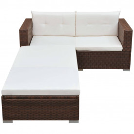 Set mobilier de grădină cu canapea 8 piese, poliratan, maro - Img 2