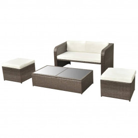Set mobilier de grădină cu canapea 9 piese, maro, poliratan - Img 6