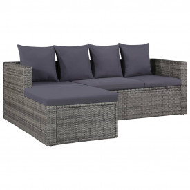 Set mobilier de grădină cu o canapea 14 buc. poliratan gri - Img 2