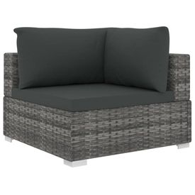 Set mobilier de grădină cu perne, 5 piese, gri, poliratan - Img 3
