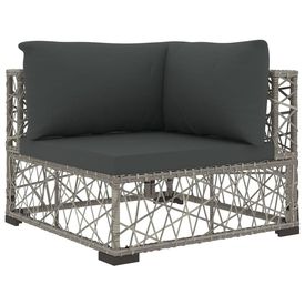 Set mobilier de grădină cu perne, 5 piese, gri, poliratan - Img 3