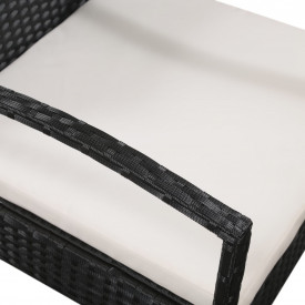 Set mobilier de grădină cu perne, 5 piese, negru, poliratan - Img 6
