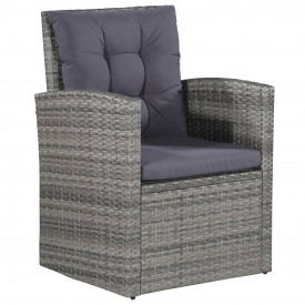 Set mobilier de grădină cu perne, 6 piese, gri, poliratan - Img 4