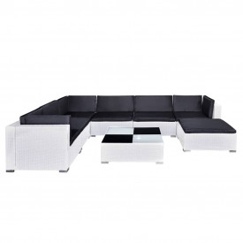 Set mobilier de grădină din poliratan 24 piese Alb - Img 3